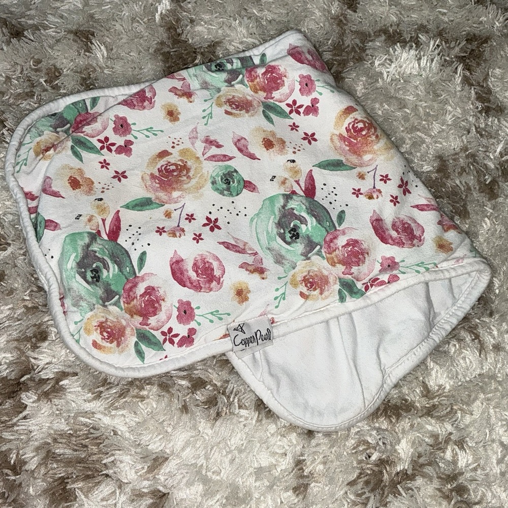 Copper Pearl Baby Boutique Multicolor Floral Cotton Cottage Burp Cloth Girl Pink